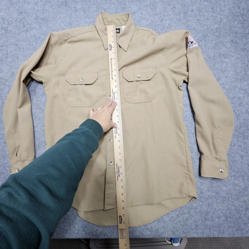 Bulwark‎ FR Shirt Mens Beige 46-Long Flame Resistant Long Sleeve Button Up